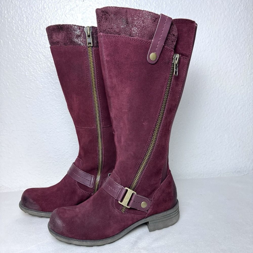Earth Origins by Earth Portia Red Suede Leather Zipper Boots Women's Size 8 Moto